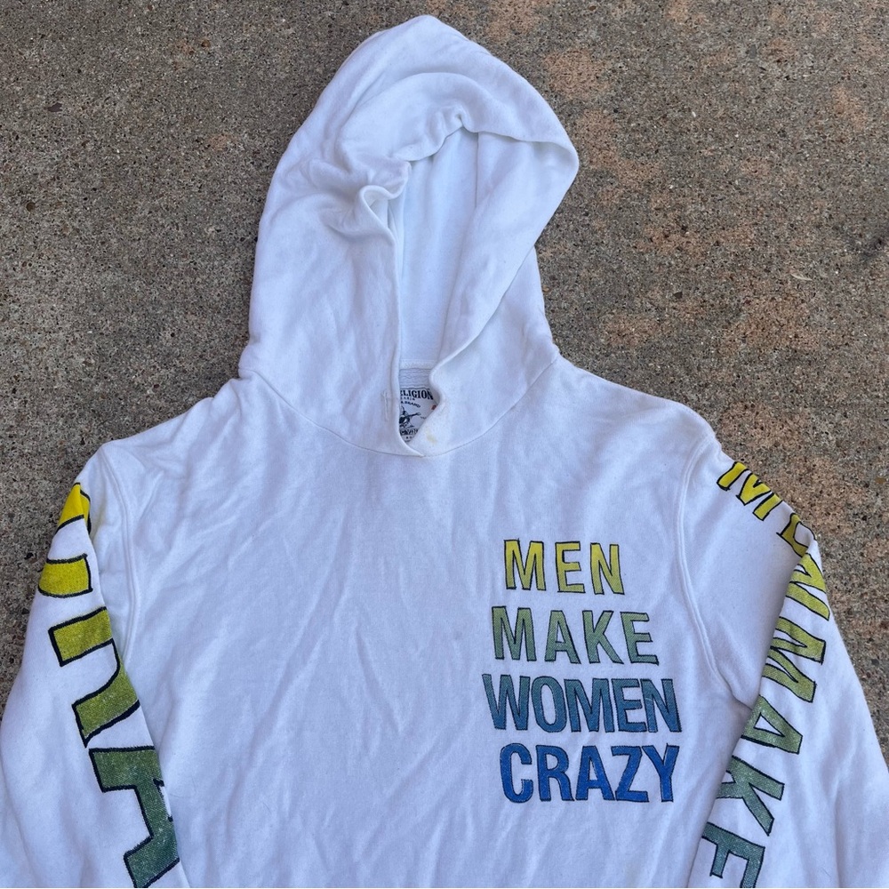 True reliWhite Hoodie with Colorful Text Design - Picture 3 of 4